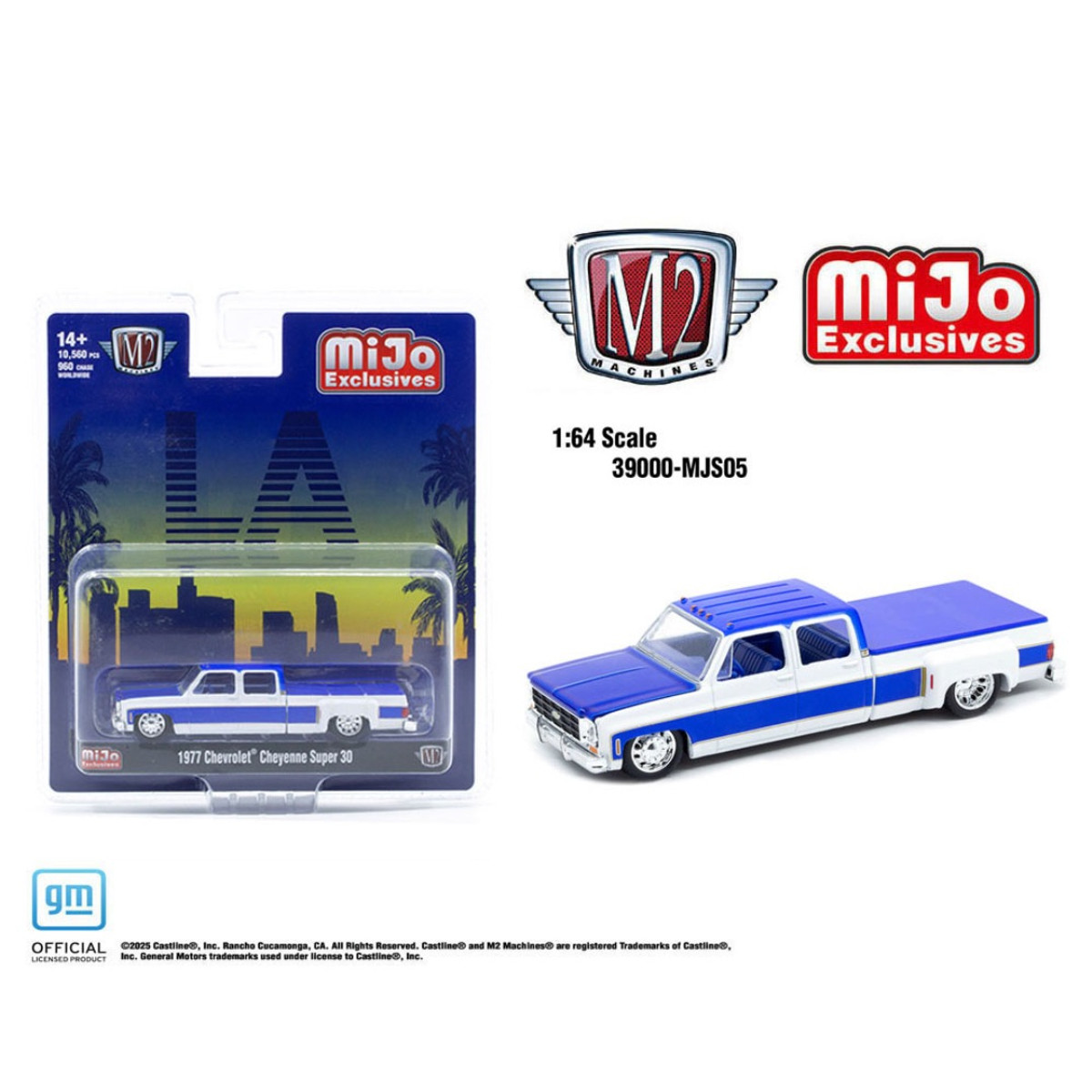 M2 Machines 1:64 1977 Chevrolet Cheyenne Super 30 LA – White – MiJo Exclusives Limited Edition