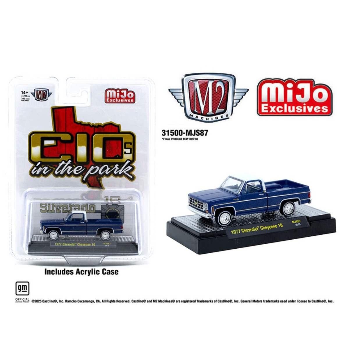 M2 Machines 1:64 1977 Chevrolet Cheyenne 10 – Blue – C10s In The Park – MiJo Exclusives Limited Edition
