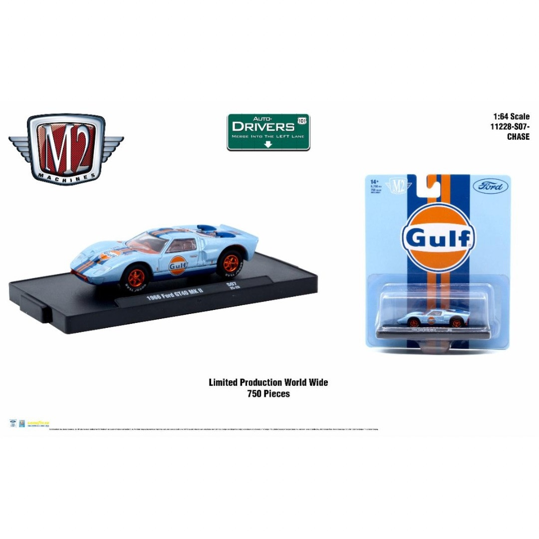 M2 Machines Chase 1:64 Auto Drivers Gulf 1966 Ford GT40 MKII 750 Produced Release S07