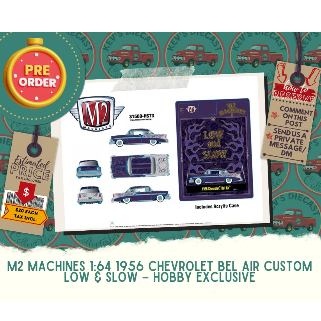 PREORDER: M2 Machines 1:64 1956 Chevrolet Bel Air Custom Low & Slow – Hobby Exclusive