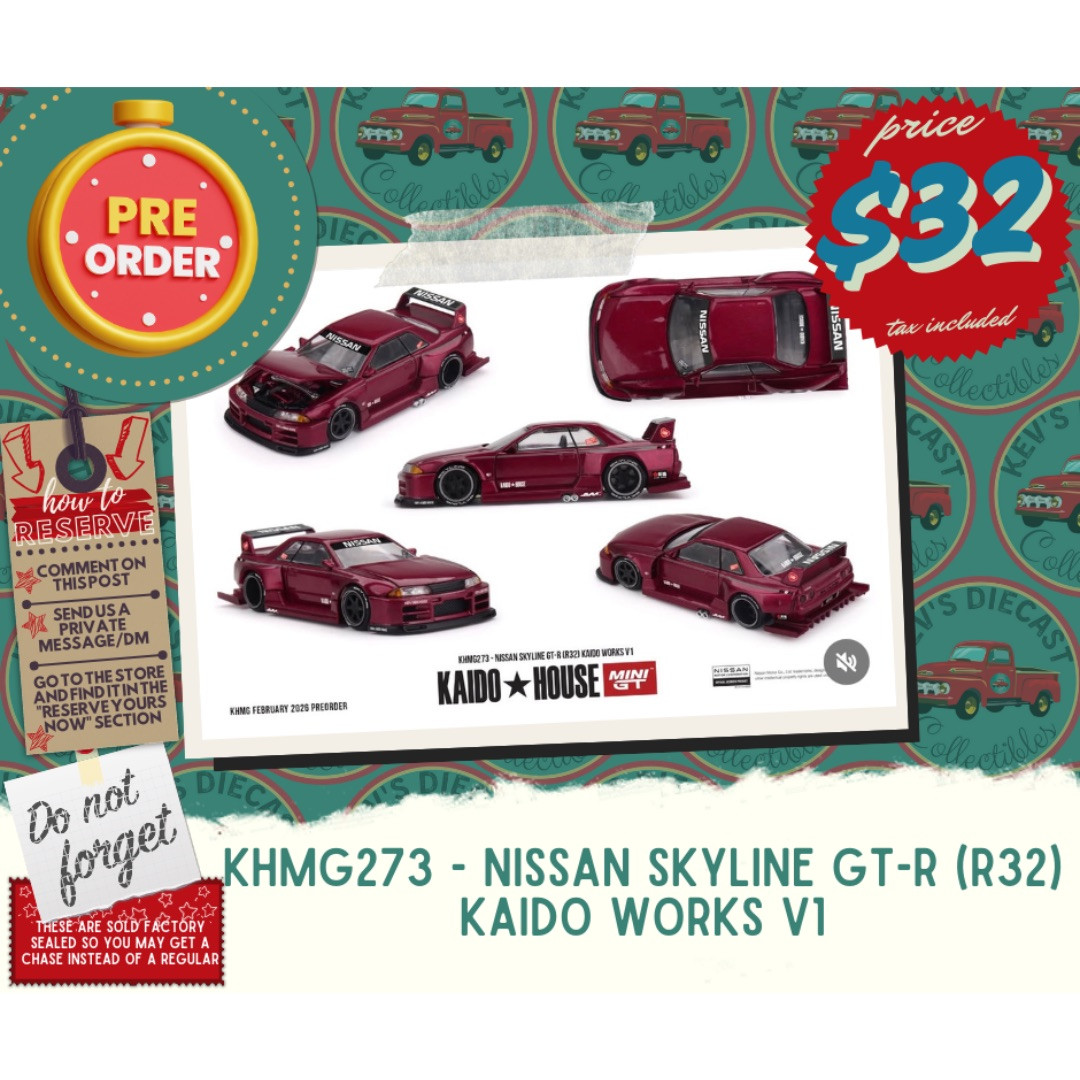 PREORDER: Kaido House X Mini GT 1:64 Nissan Skyline GT-R (R32) Kaido Works V1 