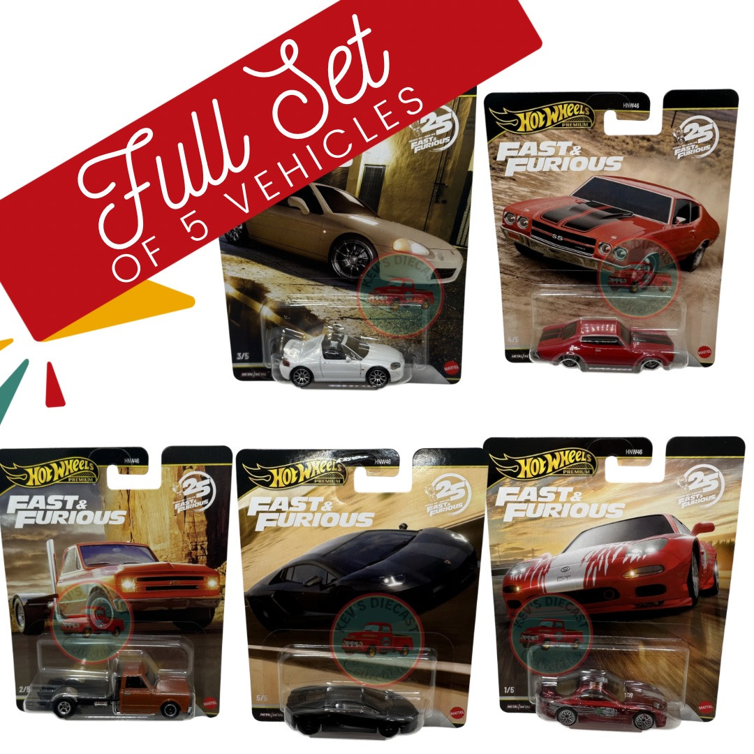 2026 Hot wheels Fast & Furious Premium Set Of 5 With Spectraflame Mazda RX-7 Release P 