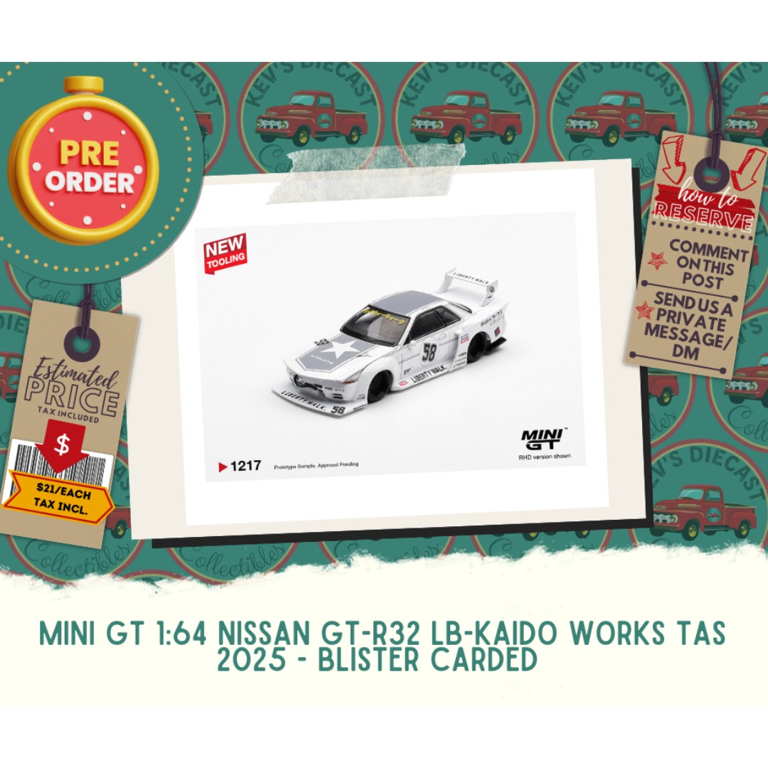 PREORDER: Mini GT 1:64 Nissan GT-R32 LB-Kaido Works TAS 2025 - Blister Carded 