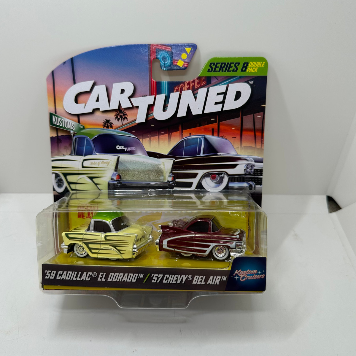 Car Tuned 1:64 Kustoms 59 Cadillac El Dorado & 57 Chevy Bel Air 2 Pack Series 8 