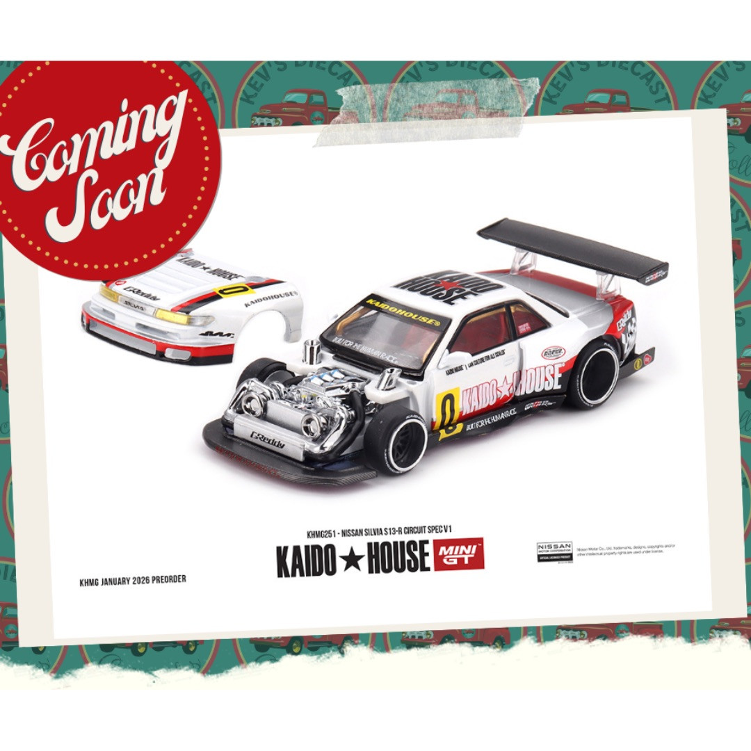 PREORDER: Kaido House x Mini GT 1:64 Nissan Silvia S13-R Circuit Spec V1 KHMG251 - ETA JULY