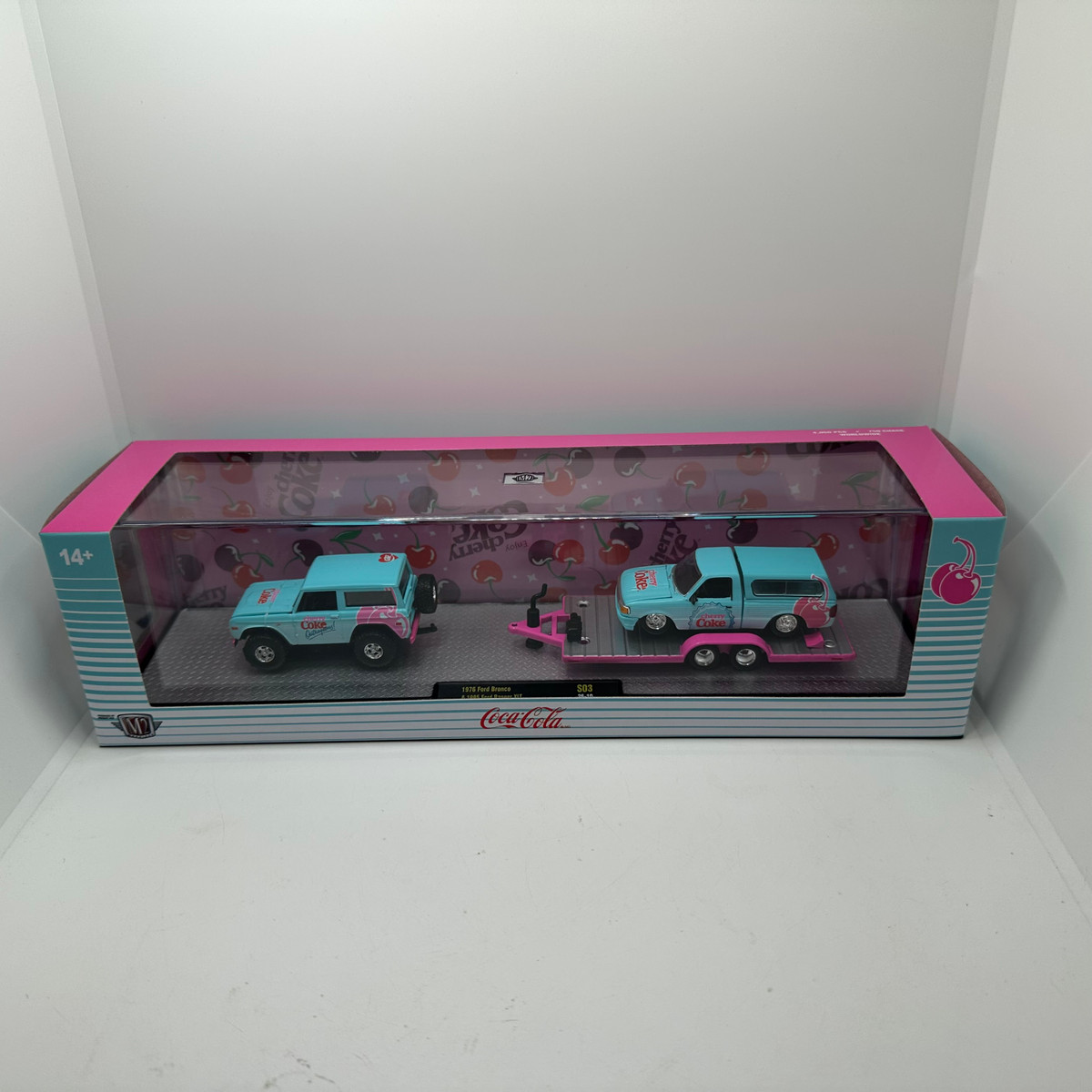 M2 Machines 1:64 Cherry Coke Auto Haulers 1976 Ford Bronco & 1995 Ford Ranger XLT Release S03