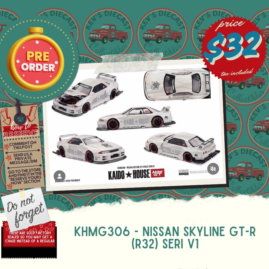 PREORDER: Kaido House X Mini GT 1:64 Nissan Skyline GT-R (R32) SERI V1 