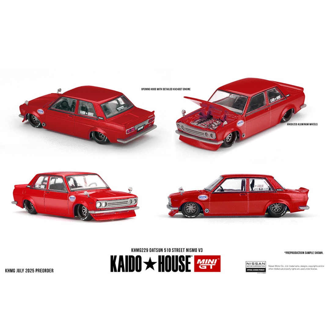 Kaido House x Mini GT 1:64 Datsun 510 Street Nismo V3 – Red