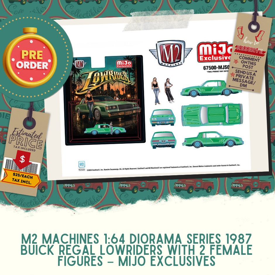 PREORDER: M2 Machines 1:64 Diorama Series 1987 Buick Regal Lowriders with 2 Female Figures – Mijo Exclusives