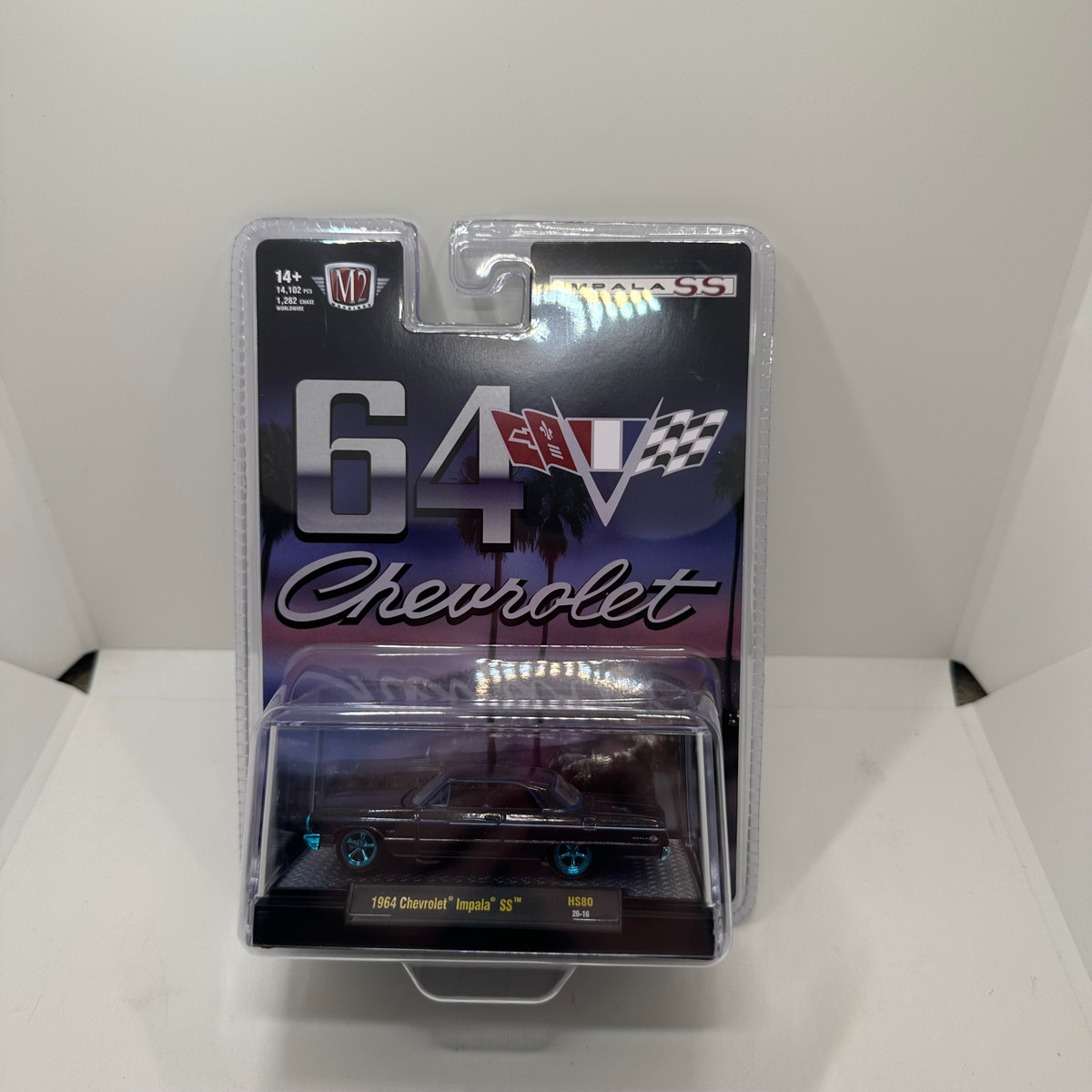 M2 Machines Chase 1:64 1964 Chevrolet Impala Hard Top – Daytona Blue Metallic – Hobby Exclusive - 1,282 Produced 