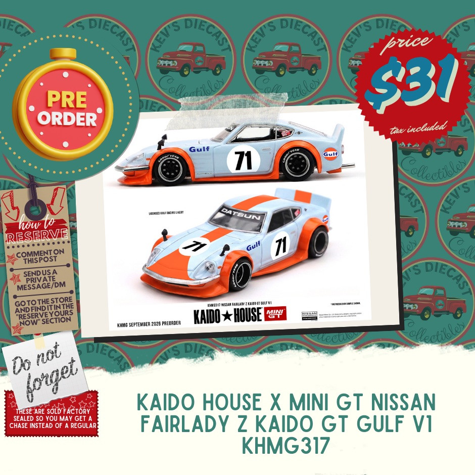 PREORDER: KAIDO HOUSE X MINI GT NISSAN FAIRLADY Z KAIDO GT GULF V1 KHMG317