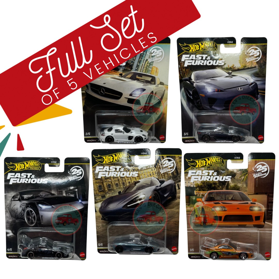2026 Hot wheels 1:64 Fast & Furious Premium Set Of 5 Vehicles With Spectraflame Toyota Supra Release R 