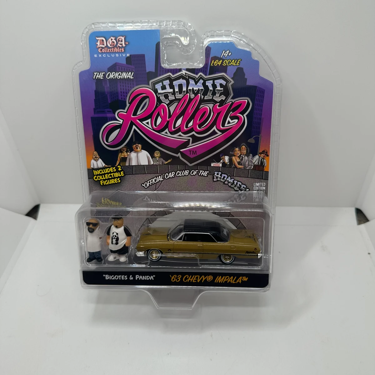 Greenlight X DGA Chase 1/64 Homie Rollerz 63 Chevy Impala Gold 