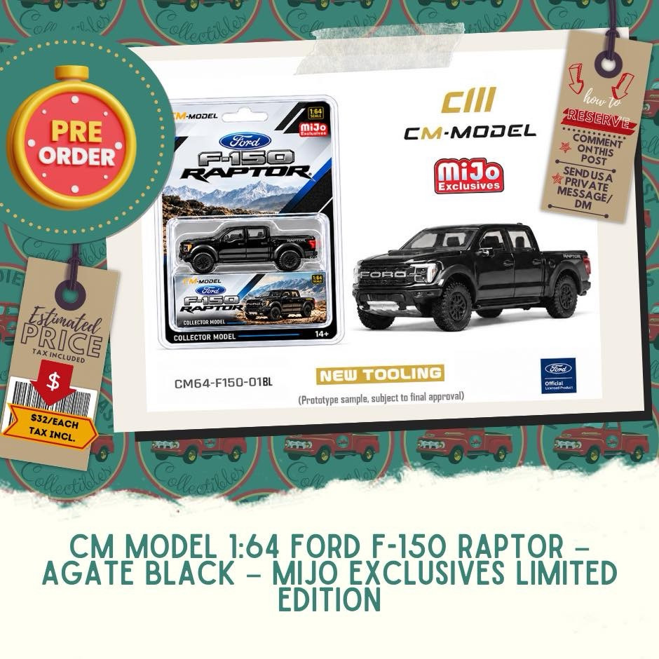 PREORDER: CM Model 1:64 Ford F-150 Raptor – Agate Black – Mijo Exclusives Limited Edition