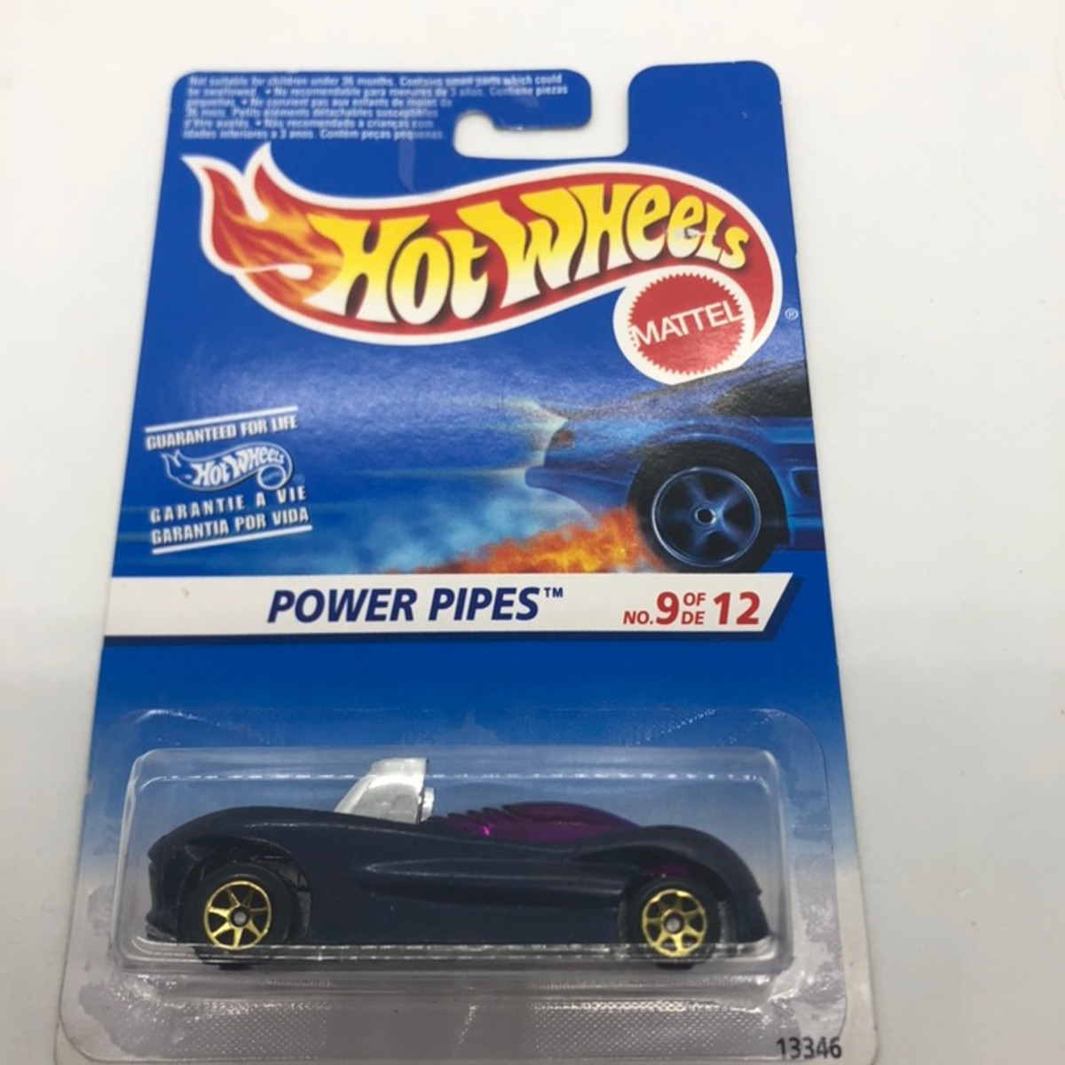 1996 Hot wheels Power Pipes With 7 Spoke Gold Wheels