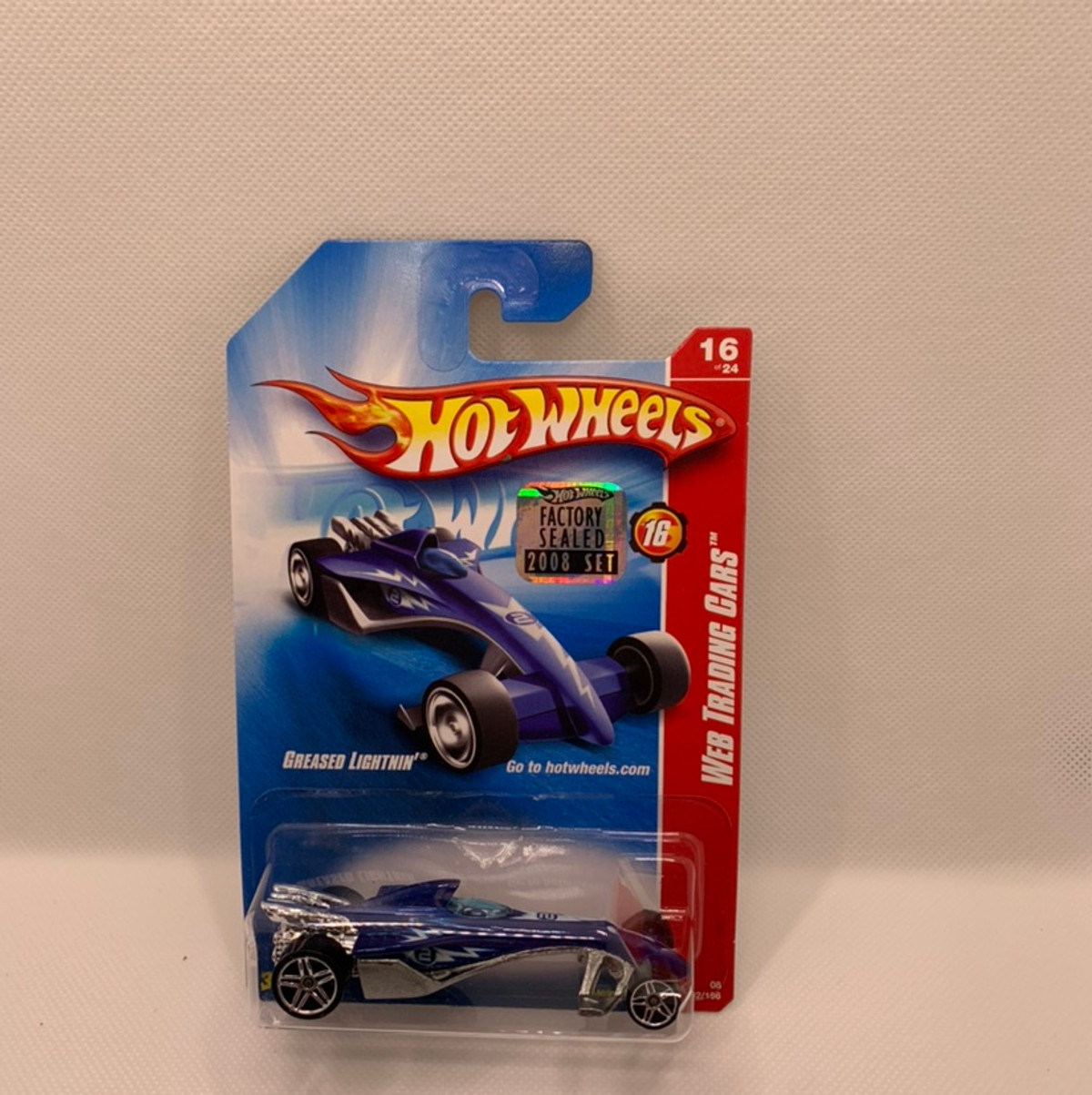 2008 Hot wheels Greased Lightnin Blue Version With Factory Set Sticker 