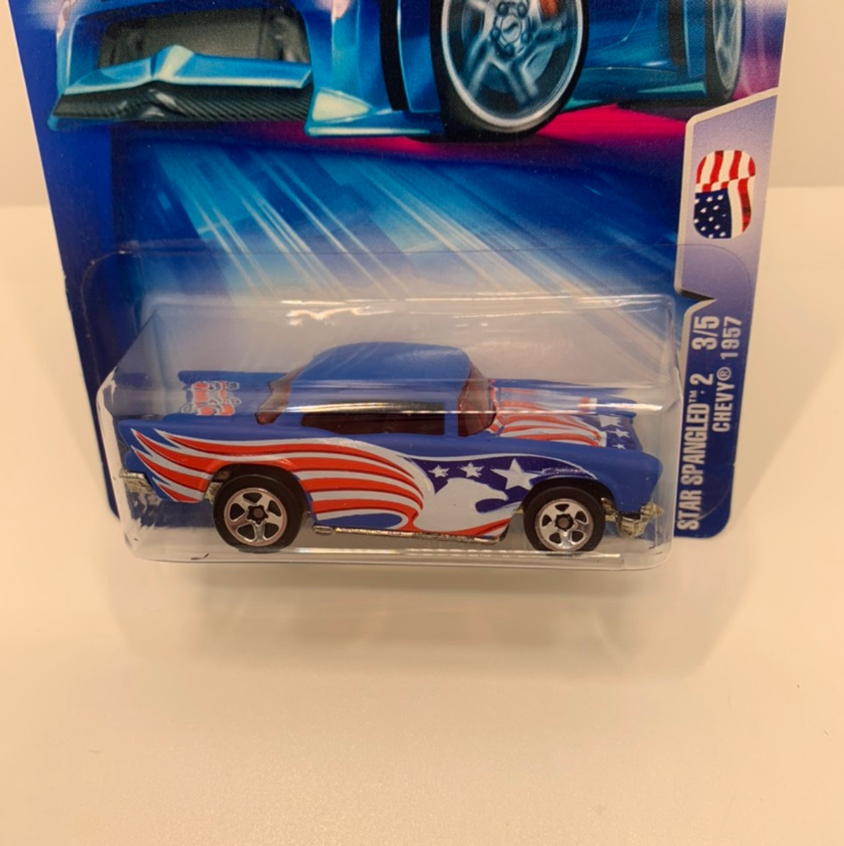 2004 Hot Wheels Star Spangled 1957 Chevy 5 Spoke Wheels Version Kevs Diecast Collectibles 2382