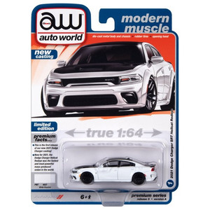 2023 Auto World Modern 2021 Dodge Charger SRT Hellcat Redeye White Knuckle With Flat Black Hood, Roof & Trunk Release 3A
