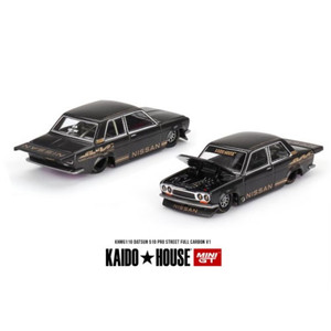 Preorder: Kaido House x Mini GT 1:64 Datsun 510 Pro Street Full Carbon V1- Black Carbon