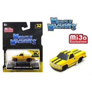 Muscle Machines 1:64 1993 Chevrolet 454 SS Pickup Truck Limited Edition – Yellow with Black Stripes – Mijo Exclusives