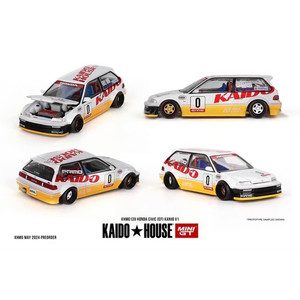 PREORDER: Kaido House x Mini GT 1:64 Honda Civic (EF) Kanjo V1 – White/Yellow