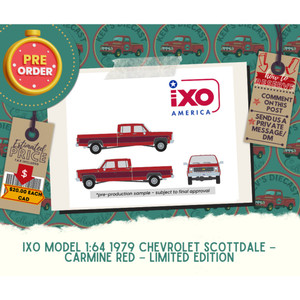 PREORDER: IXO Model 1:64 1979 Chevrolet Scottdale In Carmine Red 