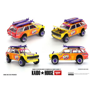 Kaido House x Mini GT 1:64 Datsun KAIDO 510 Wagon 4×4 Kaido ISLANDS V1- Orange