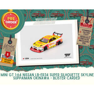 PREORDER: Mini GT 1:64 Nissan LB-ER34 Super Silhouette SKYLINE Suppaiman Okinawa - Blister Carded 