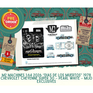 PREORDER: M2 Machines 1:64 2026 “Dias De Los Muertos” 1978 Chevrolet Cheyenne Super 30 – Pearl White – Mijo Exclusives