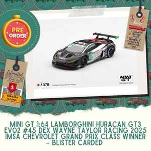 PREORDER: Mini GT 1:64 Lamborghini Huracan GT3 EVO2 #45 DEX Wayne Taylor Racing 2025 IMSA Chevrolet Grand Prix Class Winner - Blister Carded 