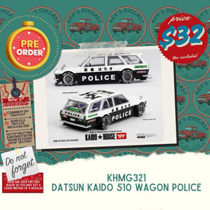 PREORDER: Kaido House X Mini GT 1/64 Datsun KAIDO 510 Wagon Police KHMG321