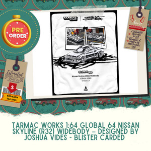 PREORDER: Tarmac Works Global 64 1:64 Nissan Skyline (R32) Widebody – Designed by JOSHUA VIDES - Blister Carded