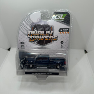 Greenlight 1:64 Dually Drivers 2022 Ford F-450 Dually with Snow Plow – Antimatter Blue Series 17 