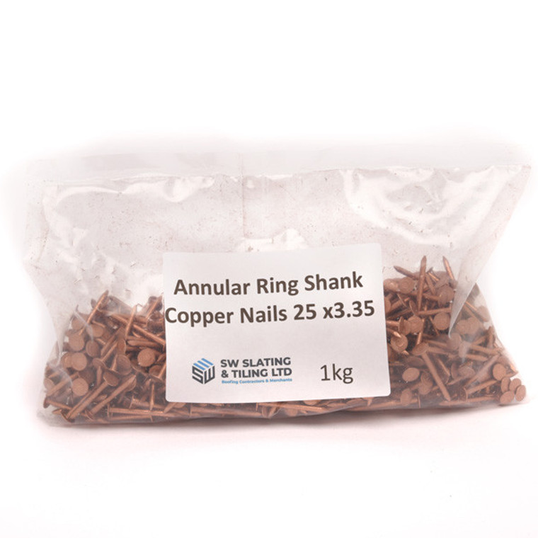 Annular Ring Shank Copper Nail  - 25mm x 3.35mm - 1KG