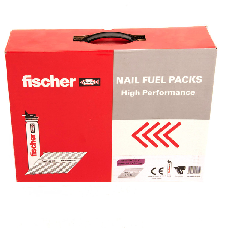 Fischer 2.8 x 51mm Collated Galvanised Ring Shank Nails - 3300 & 3 Fuel Cells