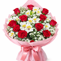 Dozen Roses & Peruvian lilies bouquet - BEST SELLER!