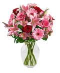 BEST SELLER! Pink Stargazers, Red & Pink Roses, Gerberas & Peruvian Lilies