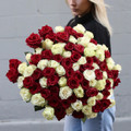 Giant Red & White Luxury Ecuadorian Roses Bouquet