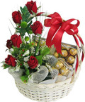 12 Roses & 18 Ferrero in a basket