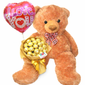 Human Size Brown Teddy Bear (4.6 ft) Ferrero Bouquet Love Balloon