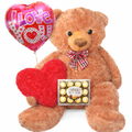 Human Size Brown Teddy Bear (4.6 ft) Heart Pillow Ferrero Box