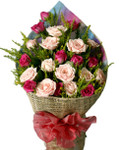 24 Fuchsia & Baby Pink Roses