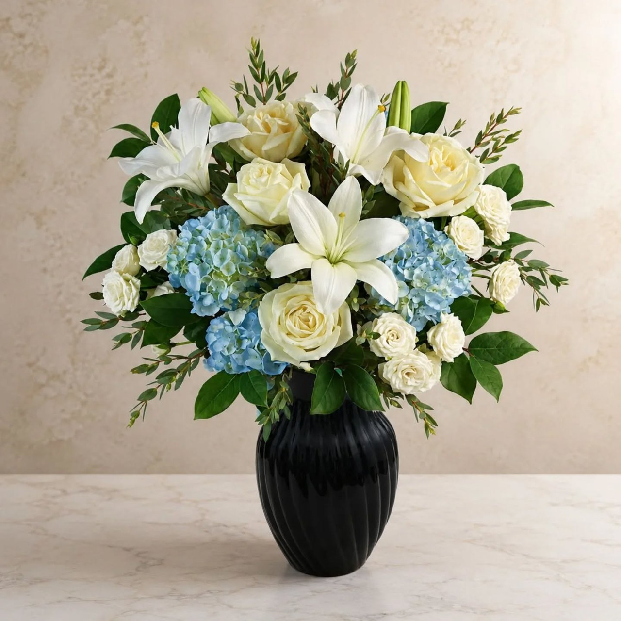Hydrangeas Roses Casablanca Lilies Bouquet