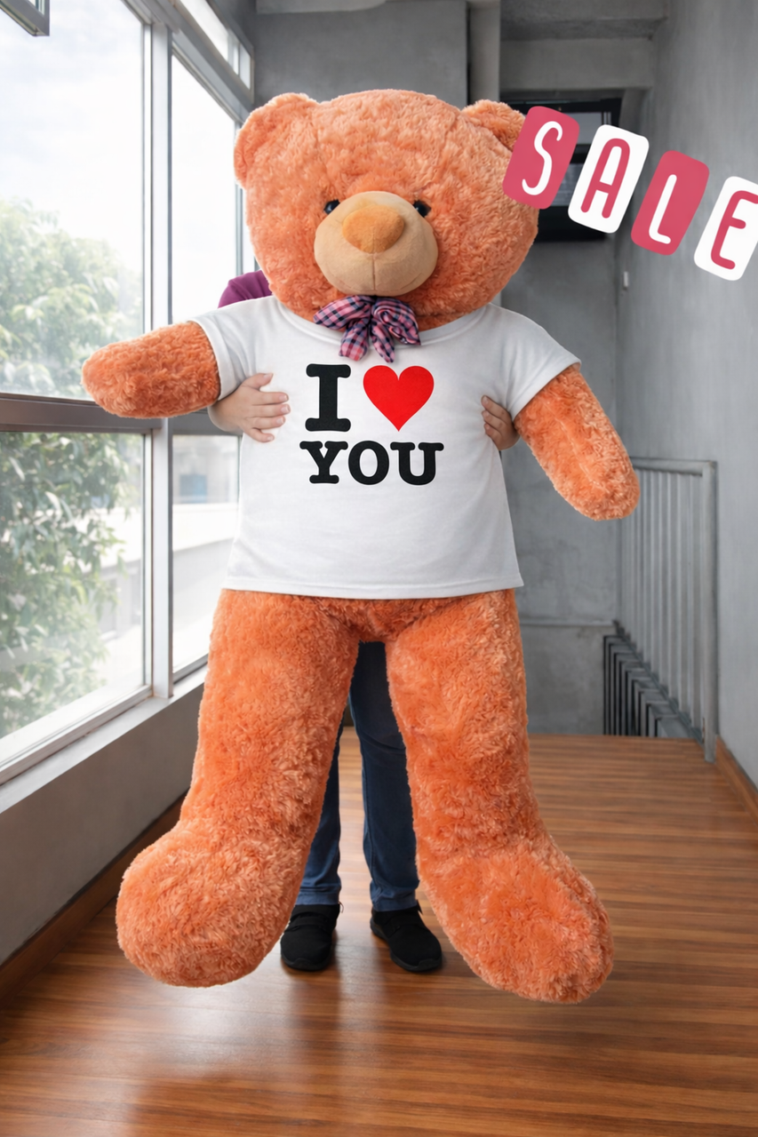Human Size Brown Teddy Bear (4.6 ft) Ferrero Bouquet Love Balloon