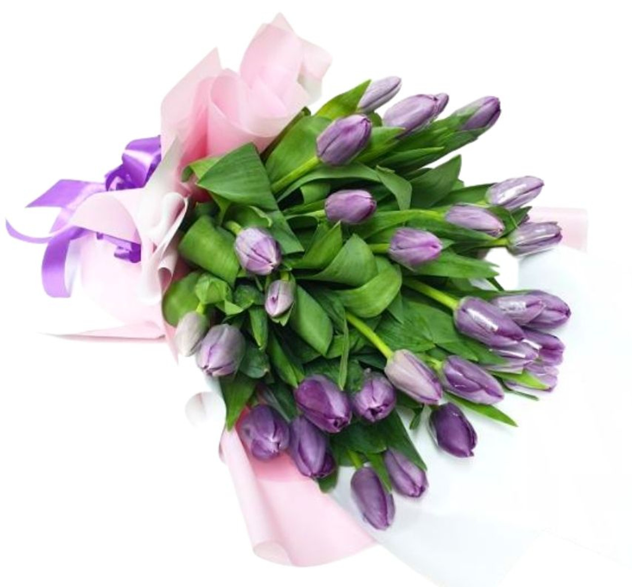 30 Violet Tulips Bouquet