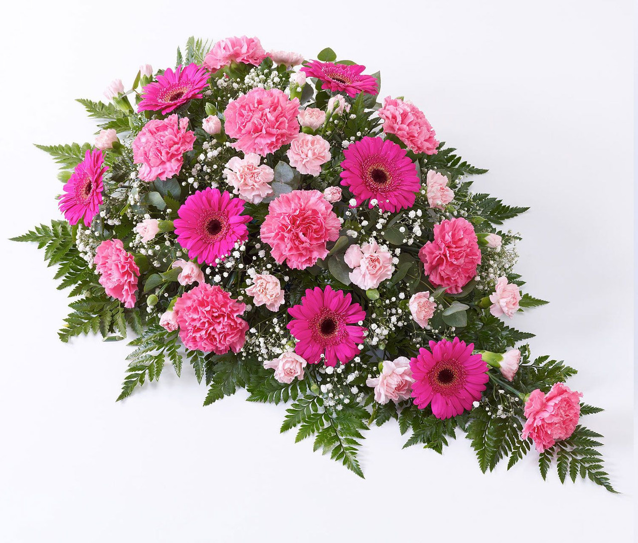 Spray Casket Pink Funeral Sympathy Gerberas Carnations