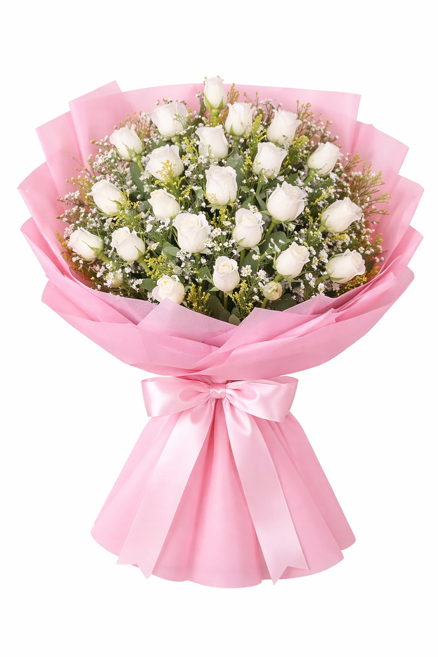 24 White Roses Bouquet