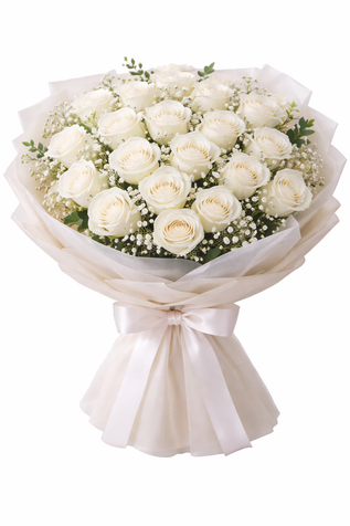 24 White Ecuadorian Roses