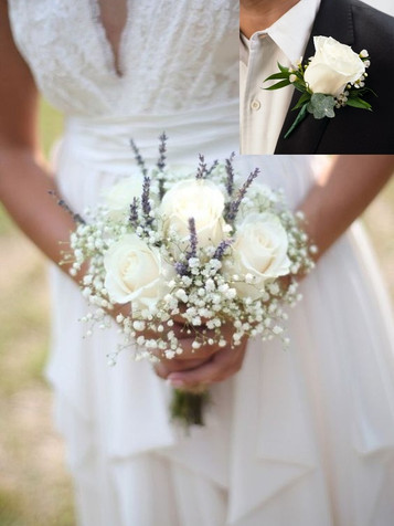 Ecuadorian Roses Bridal Bouquet & Boutonniere Ecuadorian Roses Bridal Bouquet & Boutonniere