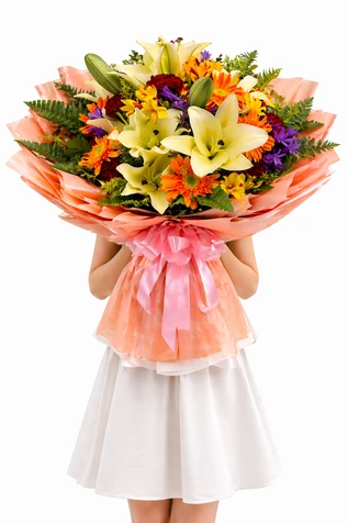 Sunburst Lilies Carnations Daisies Bouquet